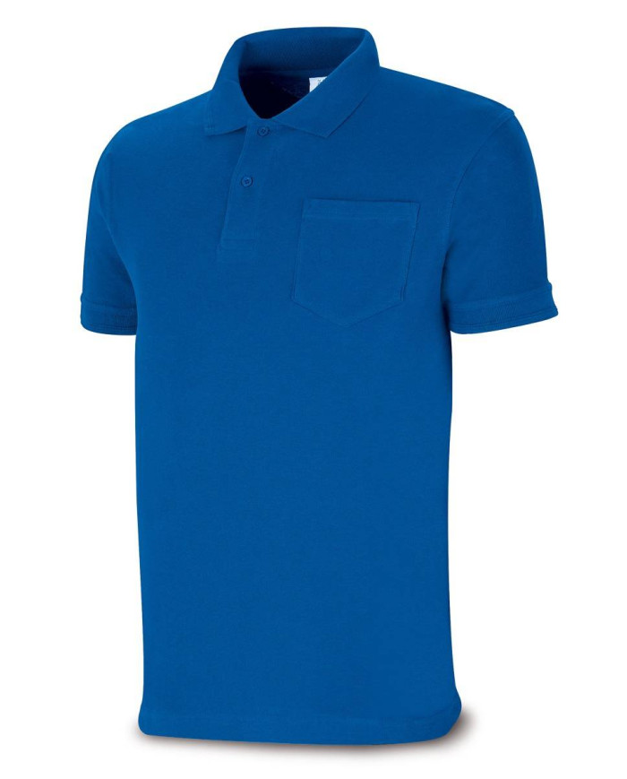 Polo BASIC azulina 100% algodón. 175 gr. Manga corta MARCA