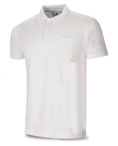 Polo BASIC blanco 100% algodón. 175 gr. Manga corta MARCA