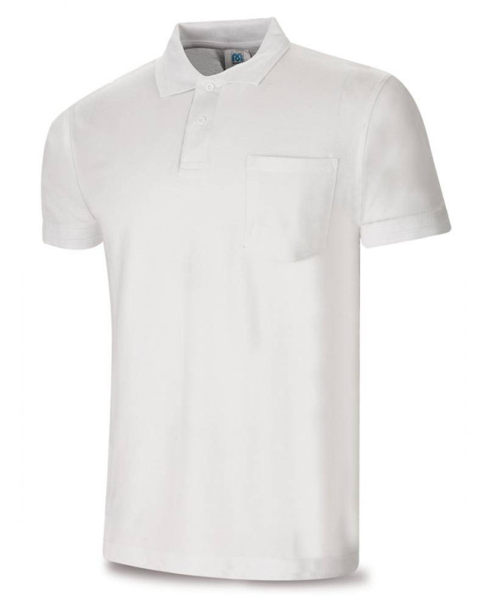 Polo BASIC blanco 100% algodón. 175 gr. Manga corta MARCA