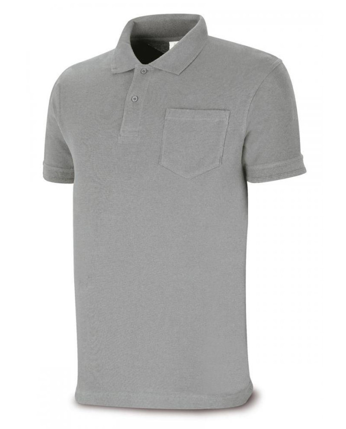 Polo BASIC gris 100% algodón. 175 gr. Manga corta MARCA