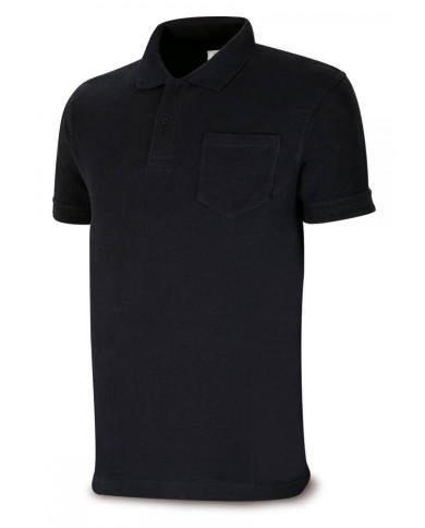 Polo BASIC negro 100% algodón. 175 gr. Manga corta MARCA