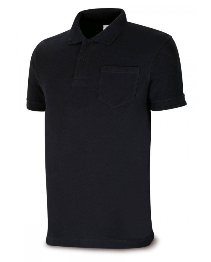 Polo BASIC negro 100% algodón. 175 gr. Manga corta MARCA