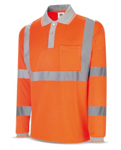 Polo Alta visibilidad doble capa poliéster/algodón naranja 200 gr MARCA