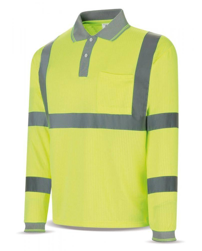 Polo Alta visibilidad doble capa poliéster/algodón amarillo 200 gr MARCA