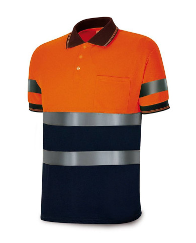 Polo Alta visibilidad poliéster naranja/azul marino 160 gr MARCA