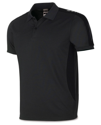 Polo "TÉCNICO" gris costado negro poliéster 150 gr MARCA