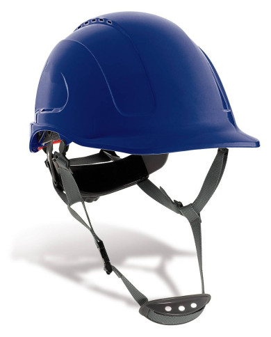Mod. "MOUNTAIN". Casco de protección ABS cierre ruleta, arnés textil 6 puntos y barbiquejo. Color Azul STEELPRO