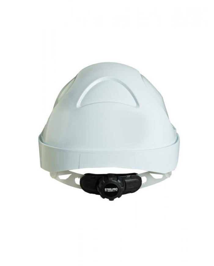 Mod. "THOR". Casco de protección para la industria eléctricamente aislante, cierre ruleta, arnés textil 6 puntos STEELPRO