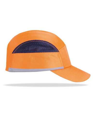 Mod. “BUMPER PRO”. Gorra de protección anti golpes con rejillas de ventilación lateral. Color Naranja Alta Visibilidad con...