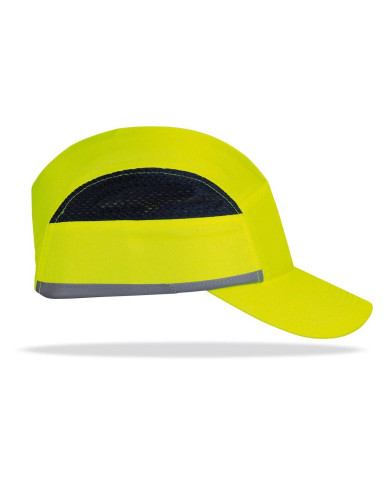 Mod. “BUMPER PRO”. Gorra de protección anti golpes con rejillas de ventilación lateral. Color Amarillo Alta Visibilidad con...