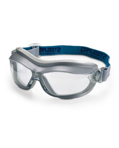 Mod. "X7". Gafa Integral ocular claro antiempañante para riesgos mecánicos. Color Gris STEELPRO