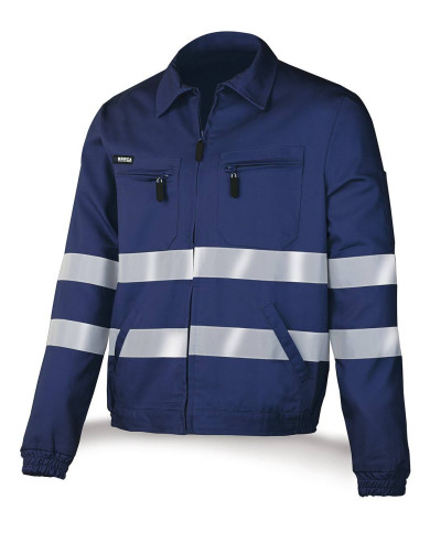 Chaqueta azul marino algodón con bandas reflectantes 245 g MARCA