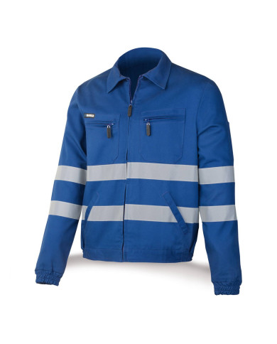 Chaqueta azulina algodón con bandas reflectantes 245 g MARCA