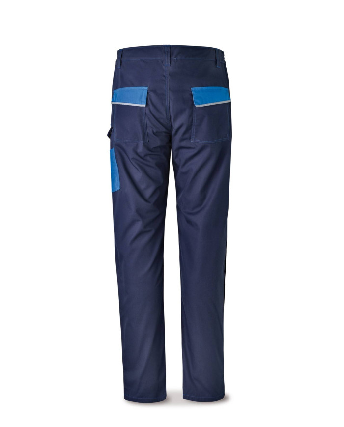 Pantalón CANVAS azul marino/azulina poliéster/algodón 245 g. Multibolsillos MARCA