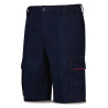 Bermuda STRETCH azul marino/rojo algodón 240 gr. Multibolsillo MARCA