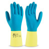 Guante de látex azul/amarillo con refuerzo de neopreno para riesgos mecánicos, químicos y microorganismos MARCA