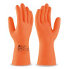 Guante tipo industrial de látex naranja para riesgos mecánicos, químicos y microorganismos MARCA
