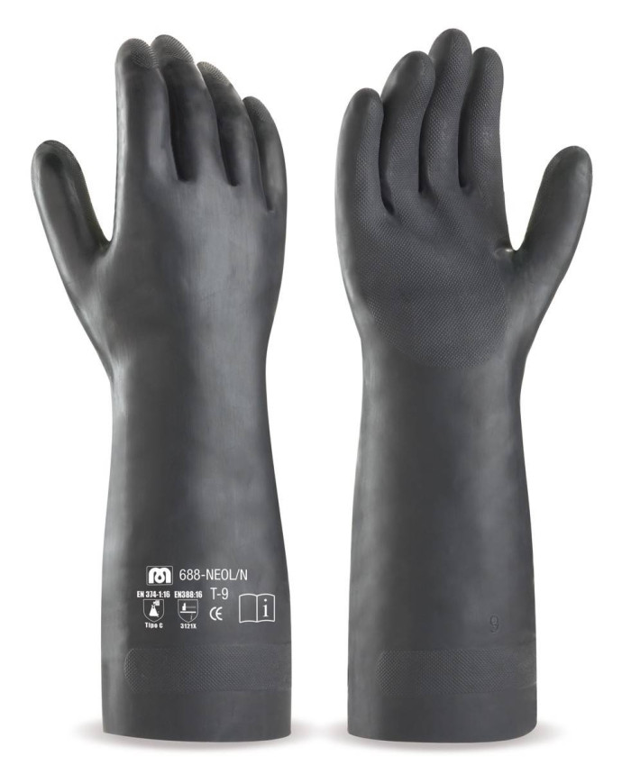 Guante largo de neopreno negro para riesgos mecánicos, químicos y microorganismos MARCA