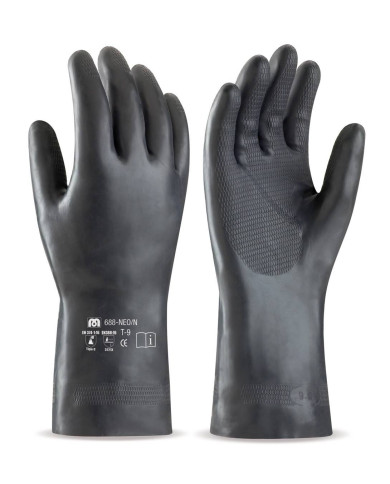 Guante de neopreno negro para riesgos mecánicos, químicos y microorganismos MARCA