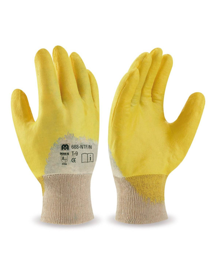Dorso transpirable. Guante Nitrilo flexible con soporte de punto de algodón y puño elástico MARCA