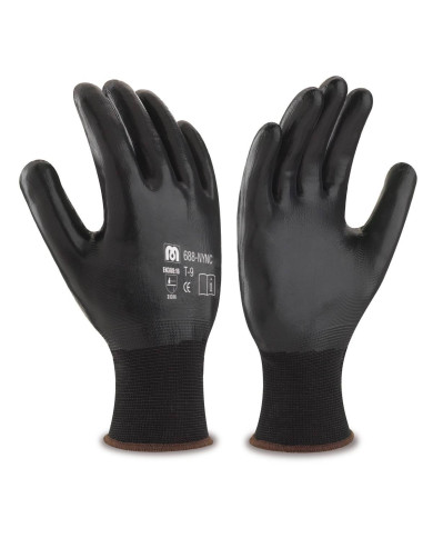 Guante de poliéster negro con recubrimiento de nitrilo negro MARCA