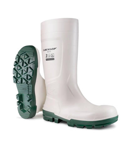 Bota de agua blanca de seguridad PVC caña alta. Dunlop® (S4 SR FO LG)