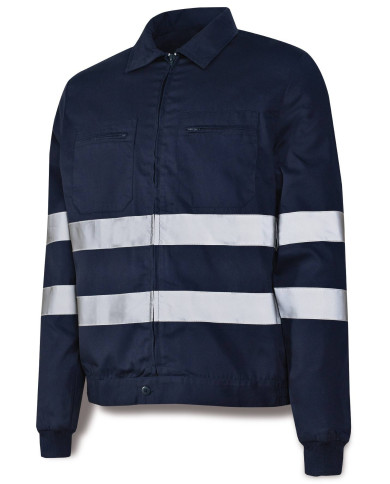 Chaqueta azul marino poliéster/algodón con bandas reflectantes 200 g MARCA