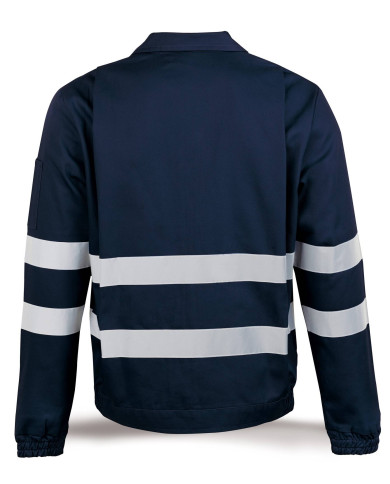 Chaqueta azul marino poliéster/algodón con bandas reflectantes 200 g MARCA