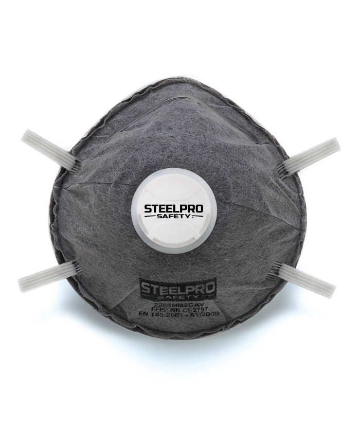 Mascarilla desechable FFP2 con válvula de exhalación y carbón activo STEELPRO