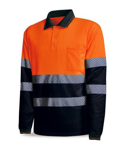 Polo A.V. bicolor poliéster/algodón con bandas segmentadas 150 gr MARCA