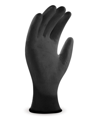 Guante de poliéster negro con recubrimiento de poliuretano negro MARCA
