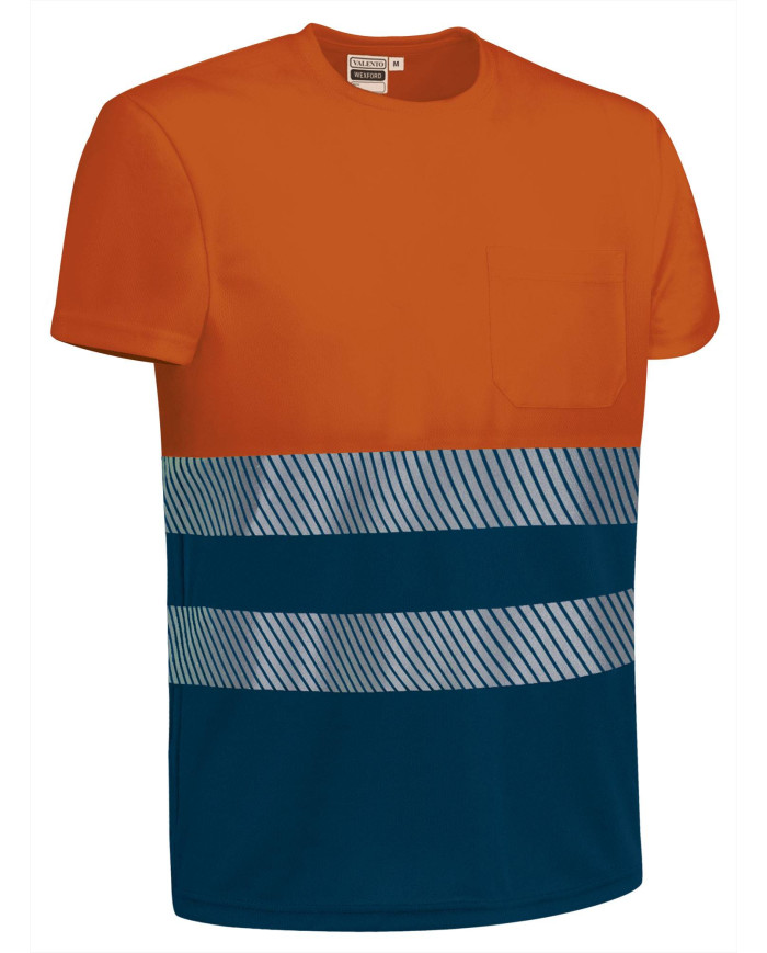 Camiseta A.V. M/C WEXFORD naranja flúor-azul marino orión