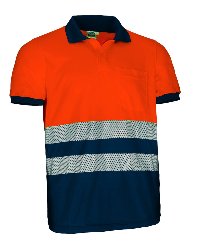 Polo A.V. M/C THURSO naranja flúor-azul marino orión