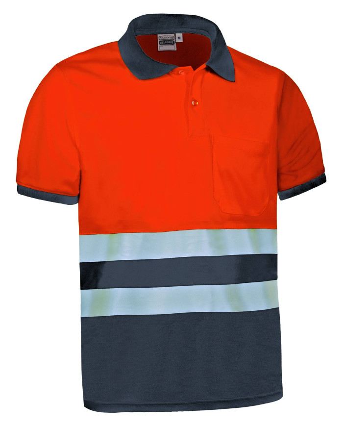 Polo A.V. M/C DELAWARE naranja fluor-gris carbon