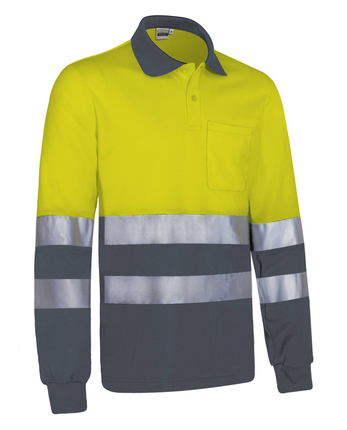 Polo A.V. M/L SNAKE naranja fluor-gris carbon