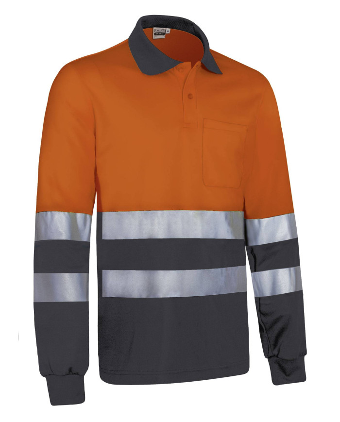 Polo A.V. M/L SNAKE naranja fluor-gris carbon