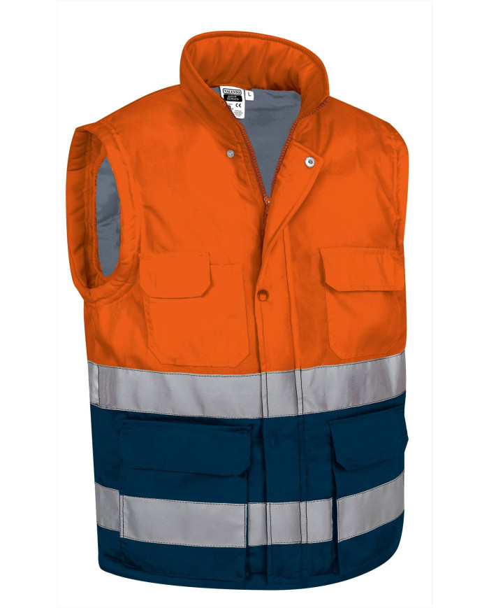 Chaleco A.V. BERGEN naranja flúor-azul marino orión