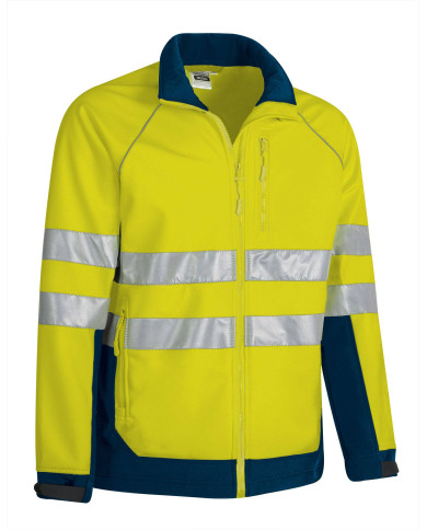 Chaqueta softshell A.V. TACOMA naranja flúor-azul marino orión