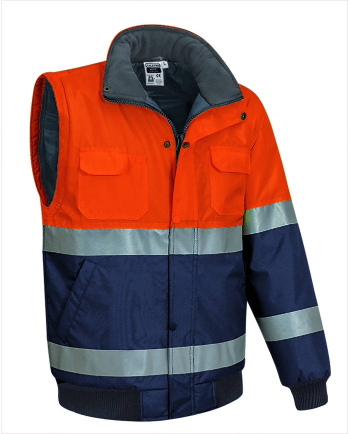 Chaqueta desmontable A.V. DONEGAL naranja fluor-gris carbon