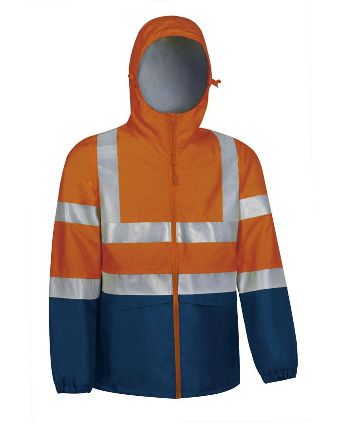 Chaqueta lluvia A.V. TORNADO naranja flúor-azul marino orión