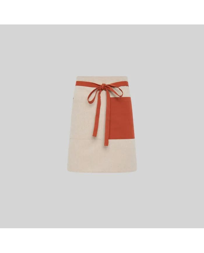 DELANTAL CORTO BOLSILLO Y CINTAS COMBINADAS 45X74 CM GARYS