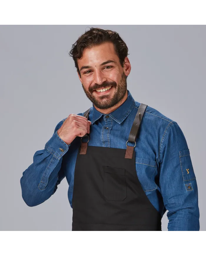 DELANTAL PETO HERRAJES EN PIEL 88X74 CM GARYS