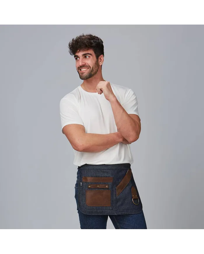 DELANTAL CORTO VAQUERO Y PIEL 30X42 CM GARYS