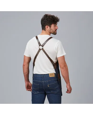 DELANTAL PETO VAQUERO Y PIEL 73X68 CM GARYS