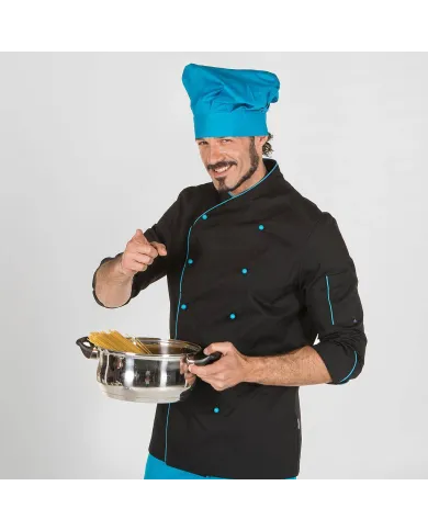 CHAQUETA COCINA UNISEX NEGRA M/L BOLS. MANGA GARYS
