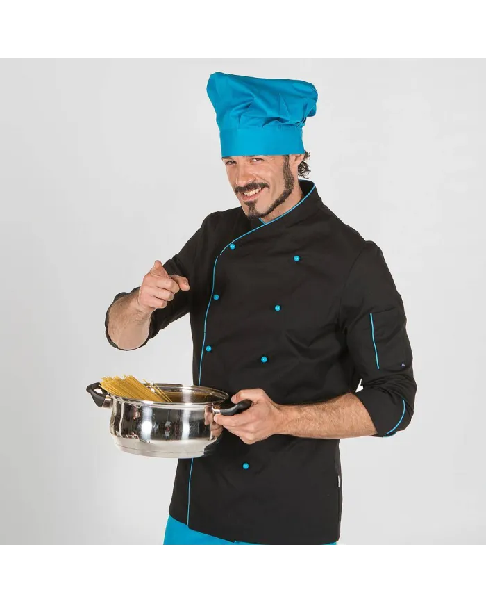 CHAQUETA COCINA UNISEX NEGRA M/L BOLS. MANGA GARYS
