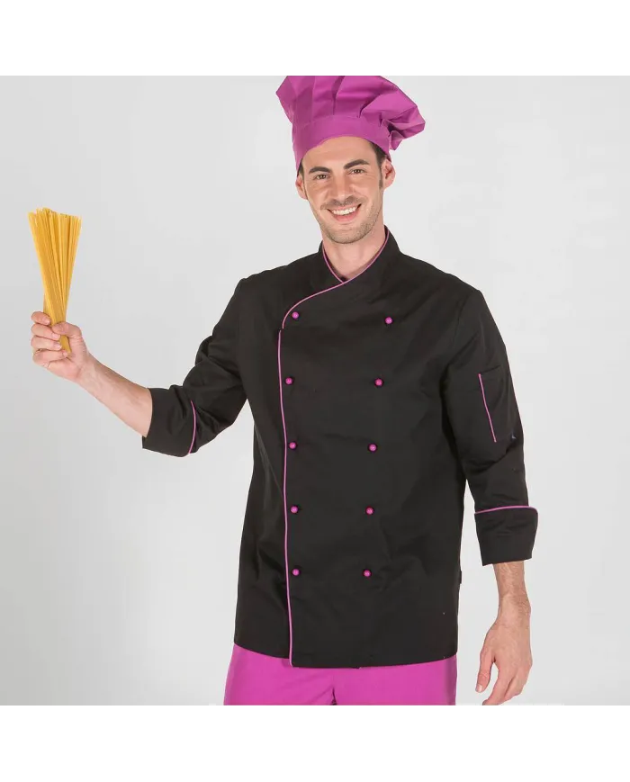 CHAQUETA COCINA UNISEX NEGRA M/L BOLS. MANGA GARYS