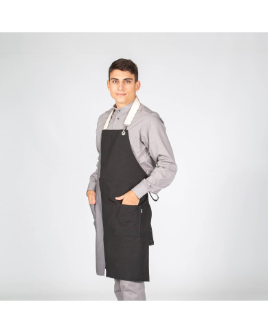 DELANTAL CON PETO NEGRO COMBI ESPIGA 82X72 CM GARYS