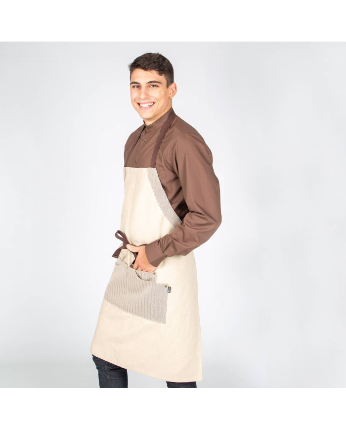 DELANTAL CON PETO BEIGE COMBI ESPIGA 82X72 CM GARYS
