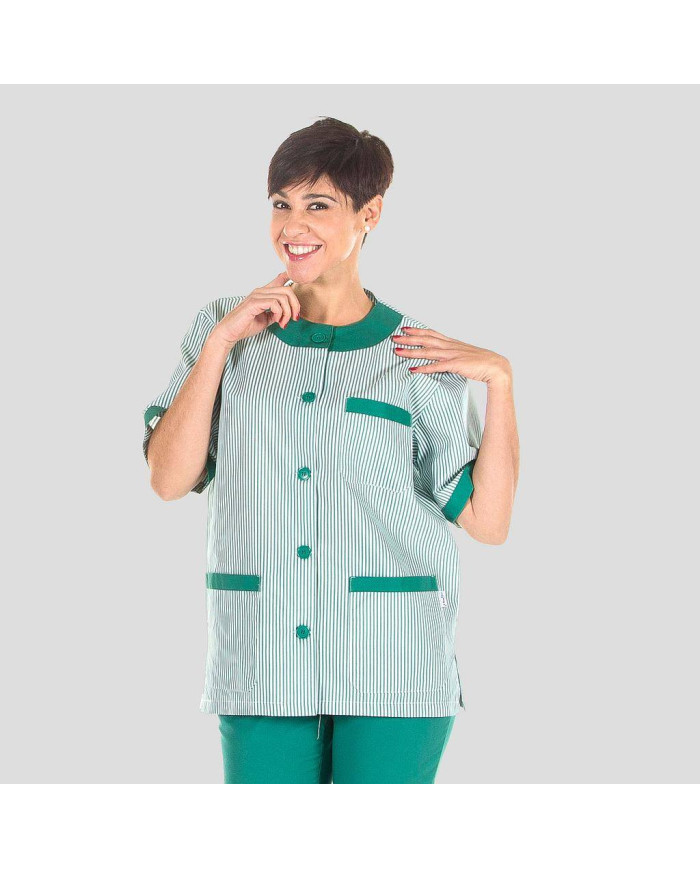 BLUSA SANITARIO UNISEX ABOTONADA VICHY COMBINADA GARYS